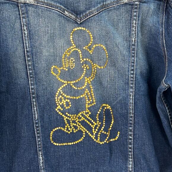 Disney World Denim Jacket Womens Large 50th Anniv Rhinestone Mickey Mouse Back - Picture 7 of 16